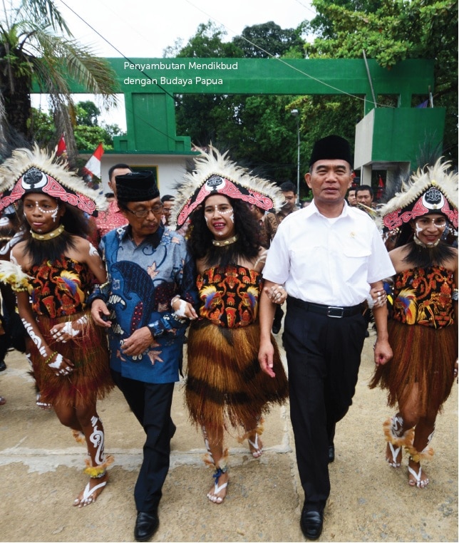 Penyambutan Mendikbud dengan Budaya Papua