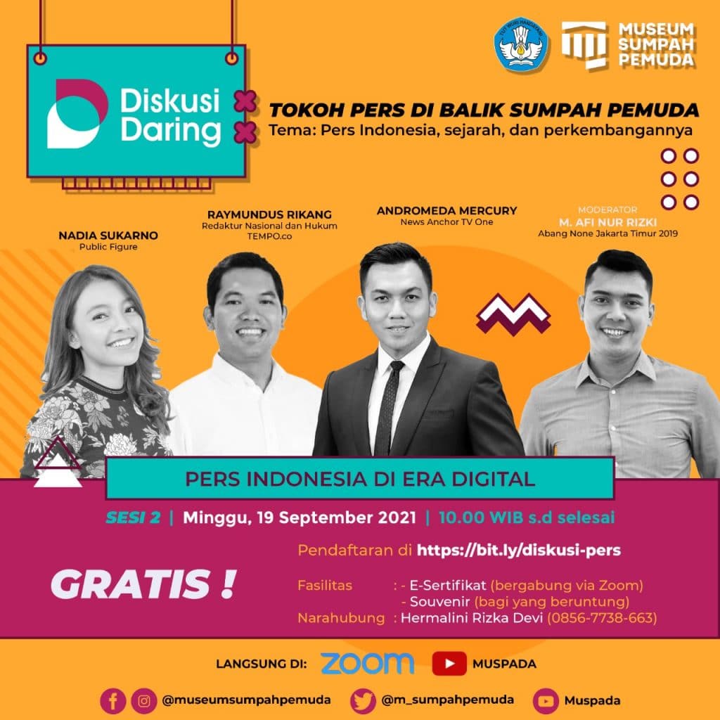 Diskusi Daring Tokoh Pers Sumpah Pemuda